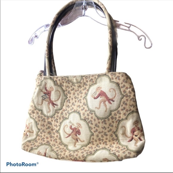 Tan Bag with Monkey's and Leopard Print - Picture 1 of 4
